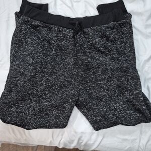 New Women's XL Black/Gray Jogging Lined Pant Lounge With Pockets Elastic Cuff